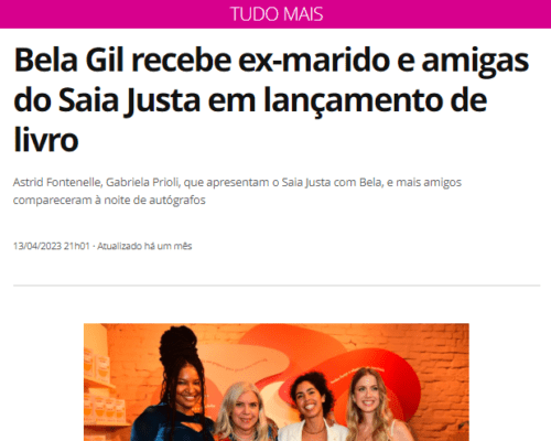 Bela Gil lança livro em São Paulo e recebe famosos